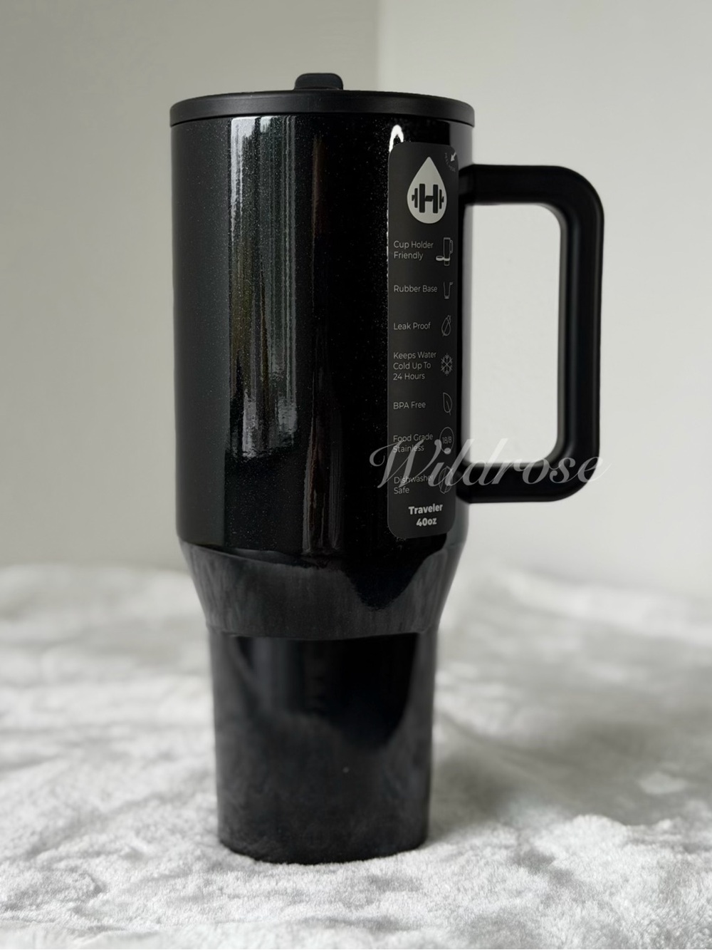 Hydrojug SPELLBOUND Halloween goth Black Glitter 40oz Traveler NWT